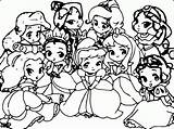 Coloring Disney Princess Cute Baby Print Pdf sketch template