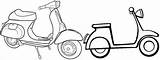 Vespa Coloring Scooter Two Pages Children Fun sketch template