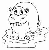 Hippo Coloring Pages Hippopotamus Kids Color Animals Cute Colouring Print Cartoon Drawing Printable Outline Animal Sheet Back Getdrawings sketch template