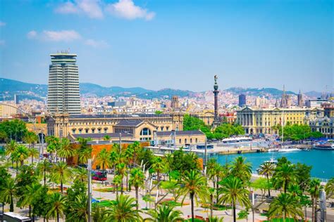 cruise port  barcelona spain stock image image  building harbour