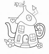 Coloring Whimsical Pages House Teapot Houses Embroidery Patterns Applique Pixie Coloriage Printable Shaped Maison Cat Dessin Colouring Idées Templates Broderie sketch template