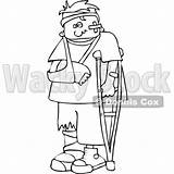Clipart Sling Injured Cartoon Crutch Boy Outlined Djart Royalty Vector sketch template