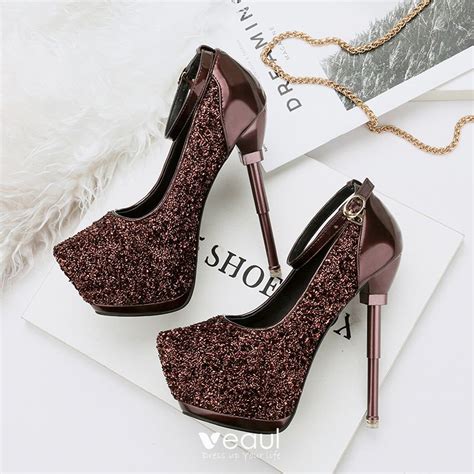 Sparkly Red 2018 14 Cm High Heels Evening Party Ankle Strap Beading