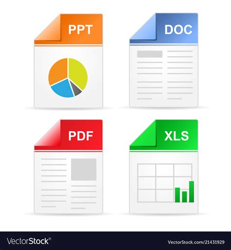 filetype format icons ppt doc pdf xls royalty free vector