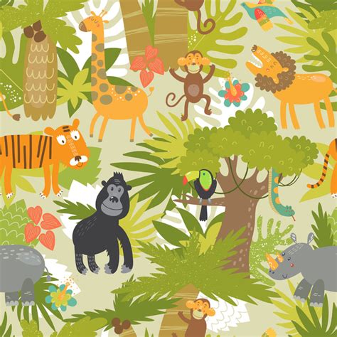 cute jungle animals wall mural photo wallpaper photowall