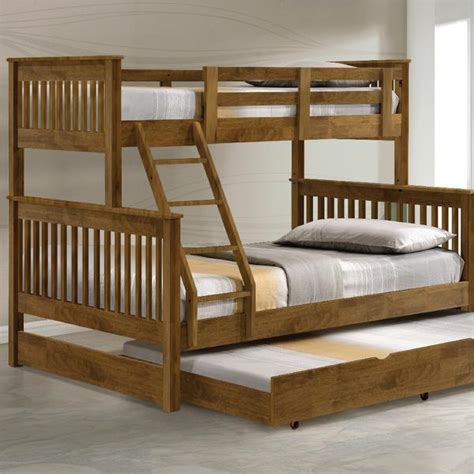 americana solid wood triple bunk bed  trundle picket