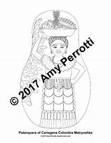 Palenquera Colombian Coloring Cartagena Folk Printable Dress Amyperrotti sketch template