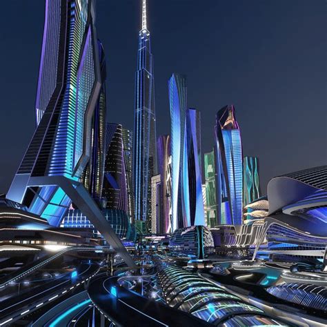 future city  night model turbosquid
