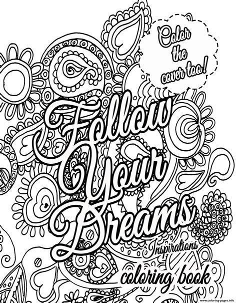 quote  dream  adults coloring page printable