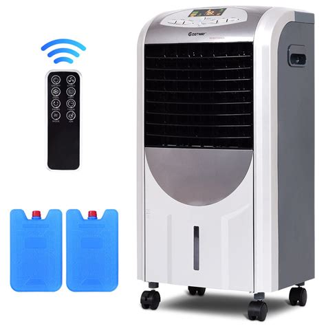 goplus portable air cooler fan heater humidifier  washable filter