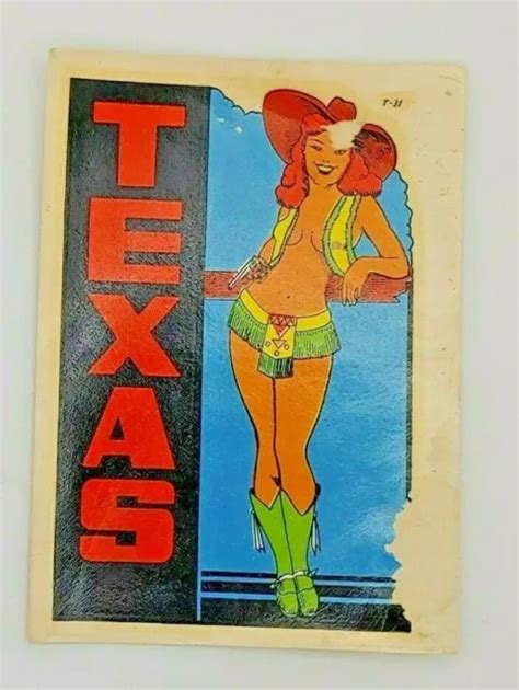 Vintage Texas Cowgirl Risque Sexy Pin Up Girlie State Travel Decal
