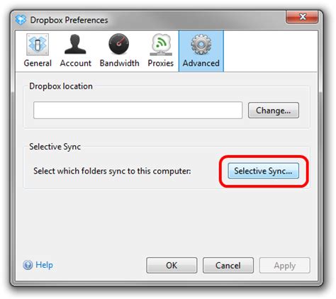 windows      dropbox   selective sync super user