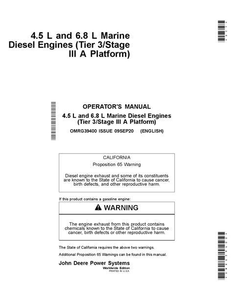 john deere     marine diesel engines tier  stage iii  platform omrg operation