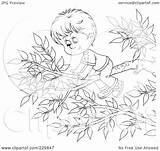 Boy Outline Tree Branch Coloring Illustration Royalty Clipart Bannykh Alex Rf 2021 sketch template