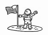 Moon Astronaut Flag Cartoon Drawing Coloring American Easy Pages Simple Soil Put Colornimbus Painting Choose Board sketch template