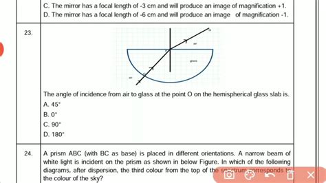 Q23 Sqp Science The Angle Of Incidence From Air To Glass At The Pointo