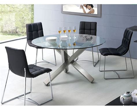 Modern Dining Set Round Glass Top Table European Design 33d231