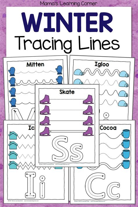winter tracing worksheets  preschool mamas learning corner