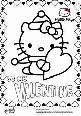 Coloring Kitty Hello Valentine Pages Valentines Color Colouring Kids Print Heart Sheets Printable Cat Cute キティ Crossfit ハロー Shape February sketch template
