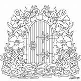 Gate Garden Door Coloring Pages Secret Flowers Color Colouring Therapy Drawing House Adult Clipart Embroidery Drawings Adults Books Transparent Sheets sketch template