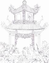 Pagoda sketch template