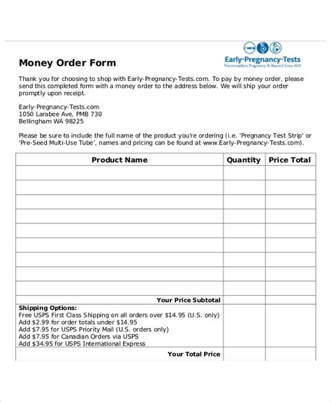 money order forms   word  format
