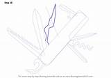 Draw Swiss Knife Army Step Drawing Shown Shape sketch template