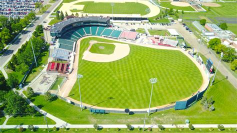 stock photo  aerial baseball field stadium