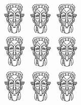 Masques Masks Masque Africain Afrique Traditionnels Africains Adulti Identicals Maschere Justcolor Maschera Adultes Carnevale sketch template