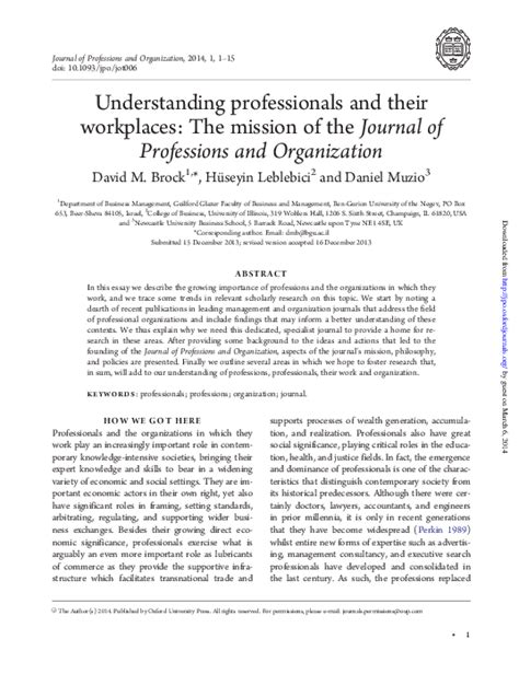 understanding professionals   workplaces  mission   journal