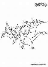 Mega Aerodactyl Coloring Pages Pokemon Template sketch template