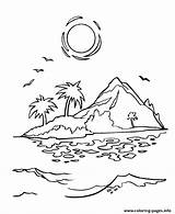 Coloring Pages Island Sunset Tropical Cartoon Printable Drawing Sunrise Kids Az Color Colour Print Islands Sheets Pirate Book Simple Pirates sketch template