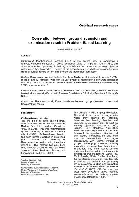 correlation  group discussion  examination result