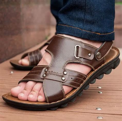 selling classic design men sandals hemp genuine leather beach sandals shoes male