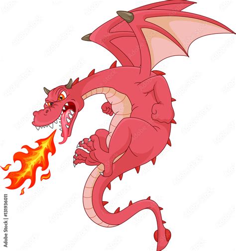 angry dragon cartoon vector de stock adobe stock