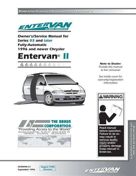 braunability entervan ii owners service manual   manualslib