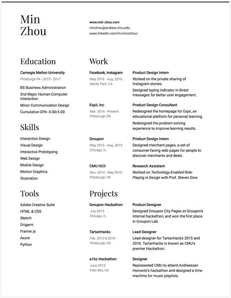 ux design resume template