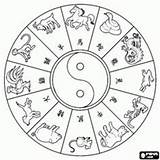 Zodiac Chinese Coloring Pages Year Animals Signs Printable Circle Adult Animal Japanese Crafts Symbols Print Worksheets Activities Activity Sheets Twelve sketch template