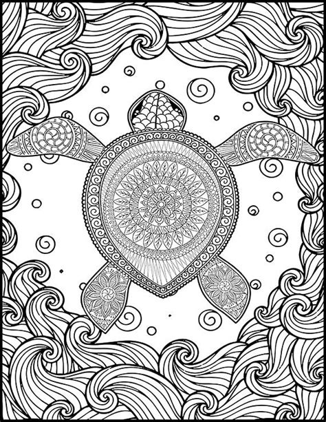 animal adult coloring page turtle coloring page  adults