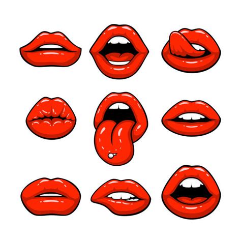 Silhouette Of Licking Sexy Red Lips Illustrations Royalty Free Vector