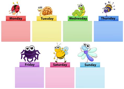 days   week banner template  colorful bugs  vector art  vecteezy