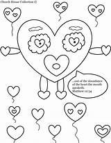 Coloring Sunday School Valentine Heart Pages Church Mouth Matthew Crafts Valentines Abundance Kids Bible Children House God Collection Speaketh Looks sketch template