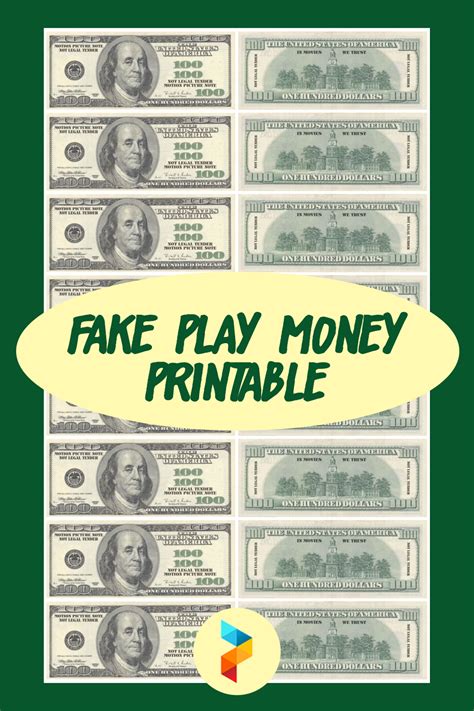 fake printable play money