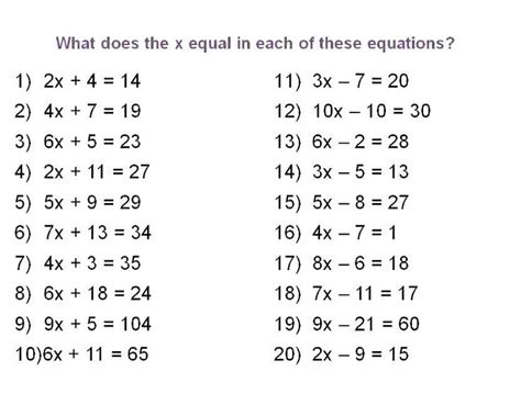 maths worksheets  class  simple equations simple math algebra
