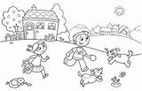 Coloring Pages Playing Outside Children Kids Teamwork Color Getdrawings Printable Getcolorings sketch template