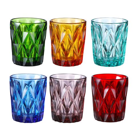 colored glass drinkware  ounce water glasses multi color diamond
