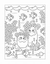 Anemones Underwater Starfish sketch template