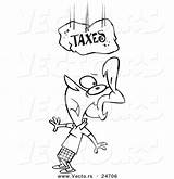 Taxes Boulder Falling Outlined Coloring Vector Under Cartoon Woman Toonaday sketch template
