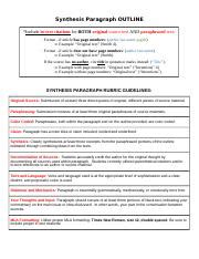 synthesisparagraph synthesis paragraph outline include  text