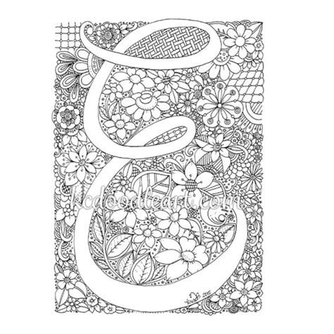 instant digital  adult coloring page letter    etsy